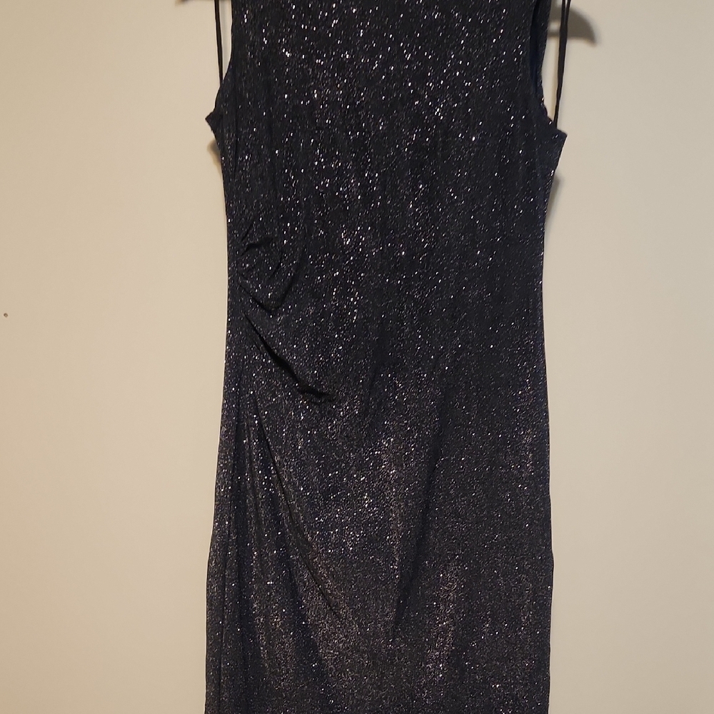 Onyx Nite Blue and Black Sheath Dress with Sequins for Night Out